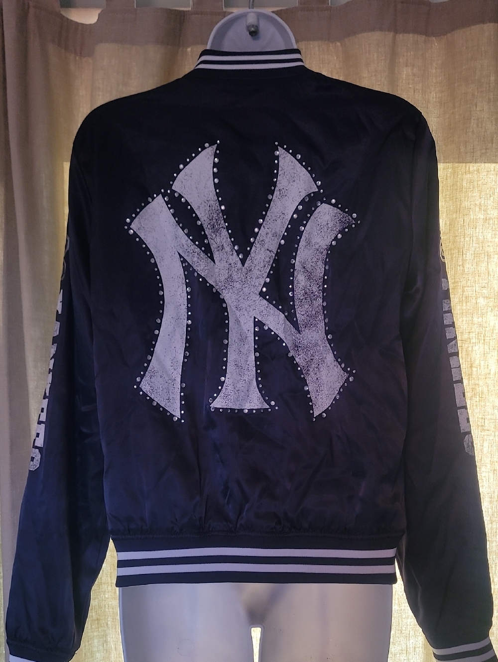 PINK Victoria's Secret New YORK YANKEES Navy Bomber Jacket with Rhinstone Logo